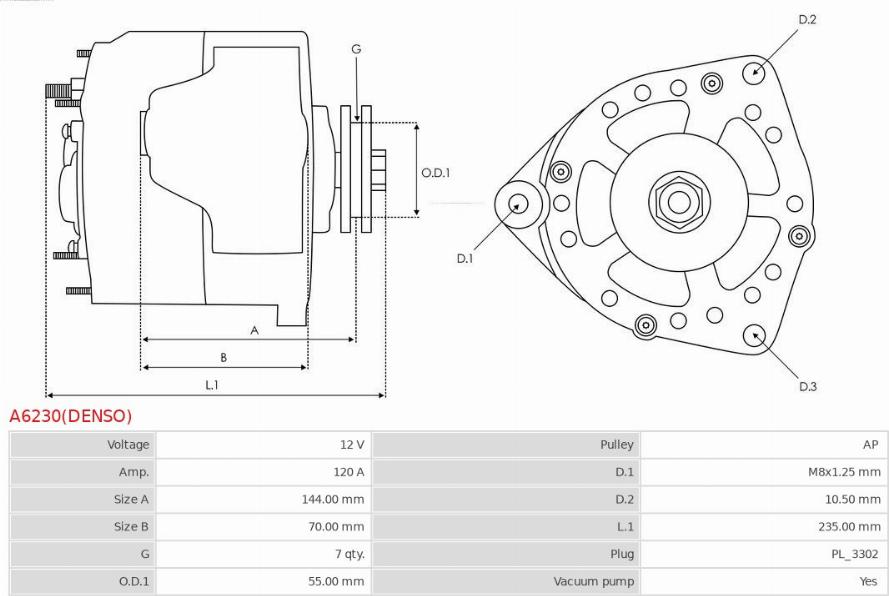 AS-PL A6230(DENSO) - Ģenerators ps1.lv