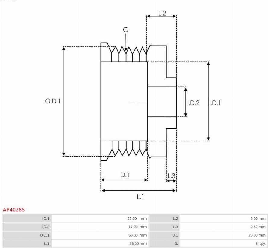 AS-PL AP4028S - Piedziņas skriemelis, Ģenerators ps1.lv