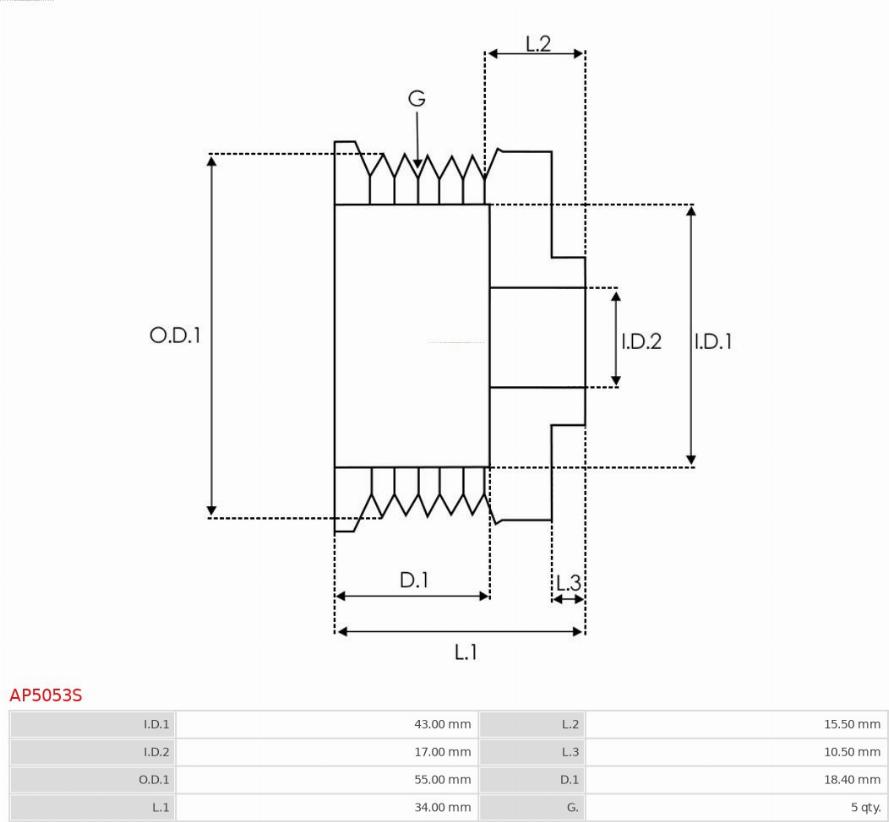 AS-PL AP5053S - Piedziņas skriemelis, Ģenerators ps1.lv