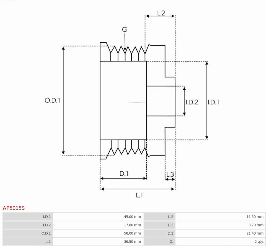 AS-PL AP5015S - Piedziņas skriemelis, Ģenerators ps1.lv