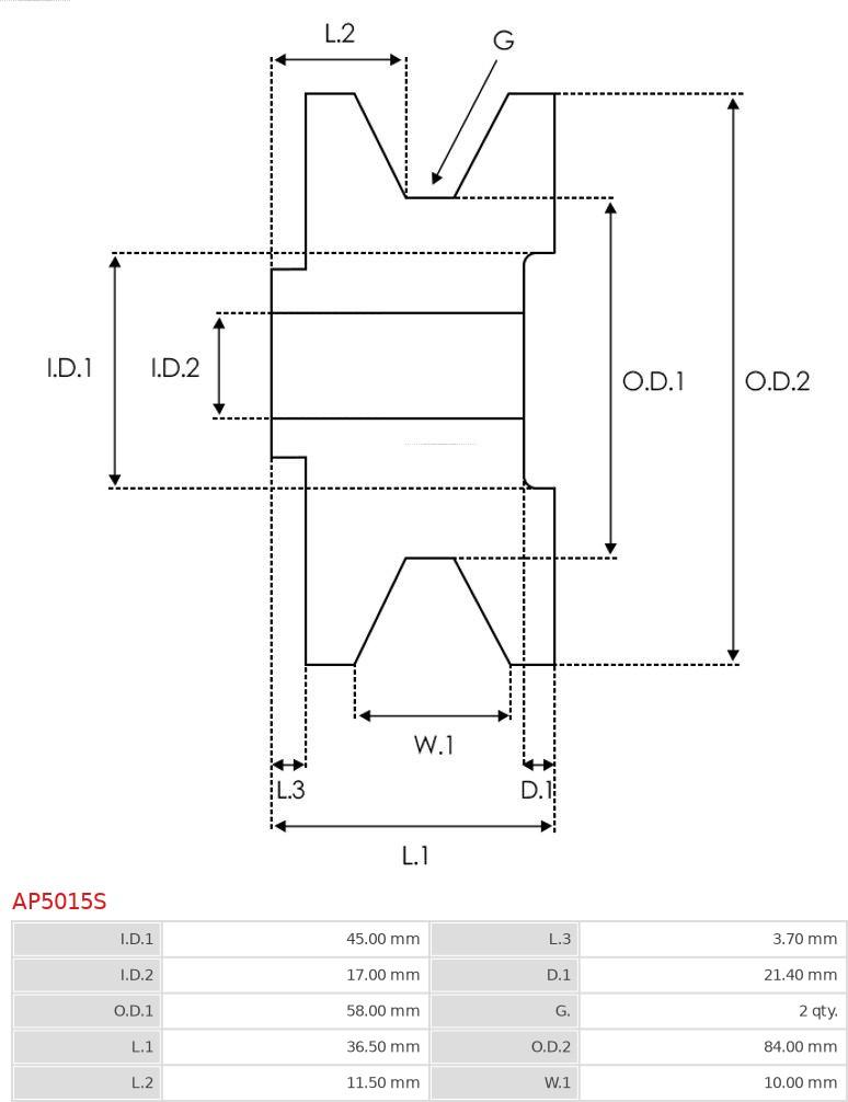 AS-PL AP5015S - Piedziņas skriemelis, Ģenerators ps1.lv