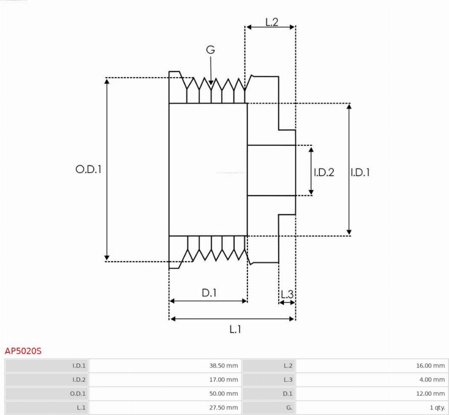 AS-PL AP5020S - Piedziņas skriemelis, Ģenerators ps1.lv