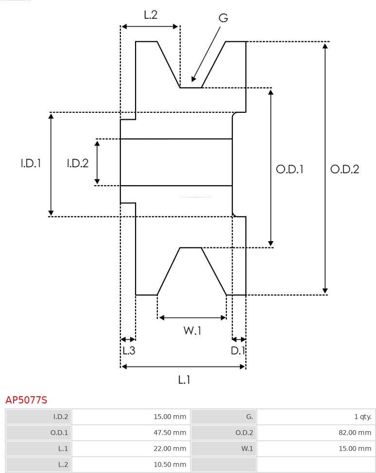 AS-PL AP5077S - Piedziņas skriemelis, Ģenerators ps1.lv