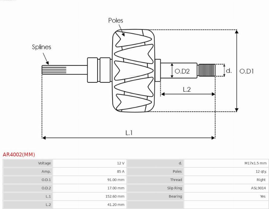 AS-PL AR4002(MM) - Rotors, Ģenerators ps1.lv