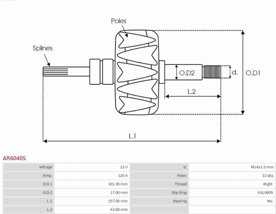 AS-PL AR6040S - Rotors, Ģenerators ps1.lv