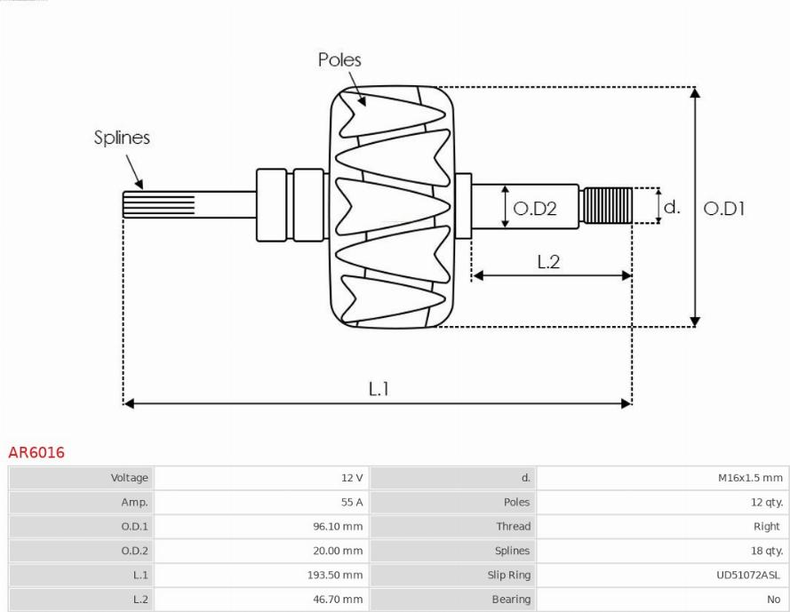 AS-PL AR6016 - Rotors, Ģenerators ps1.lv