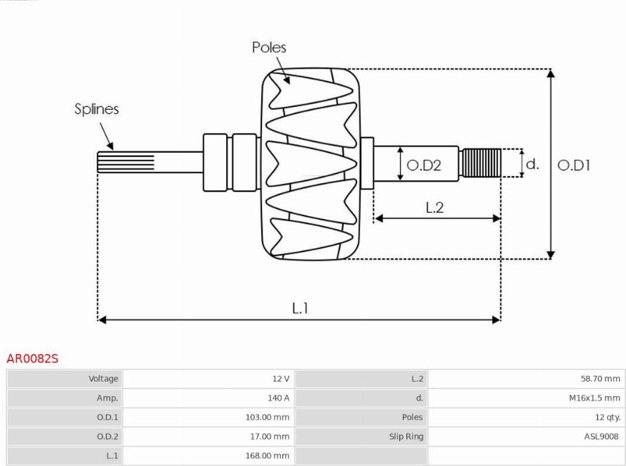 AS-PL AR0082S - Rotors, Ģenerators ps1.lv