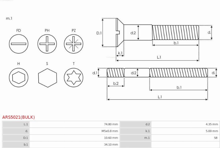 AS-PL ARS5021(BULK) - Remkomplekts, Ģenerators ps1.lv