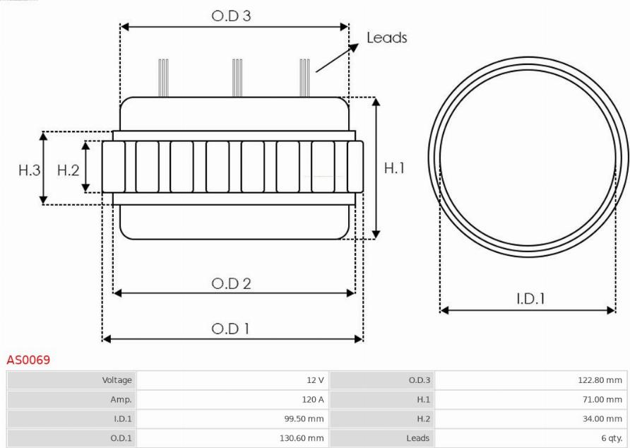 AS-PL AS0069 - Stators, Ģenerators ps1.lv