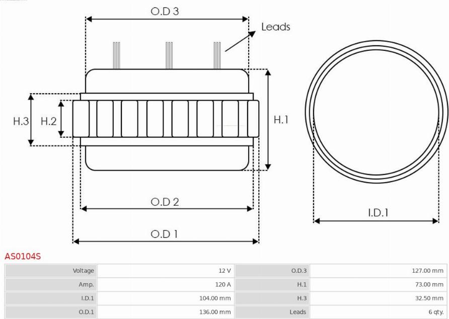 AS-PL AS0104S - Stators, Ģenerators ps1.lv