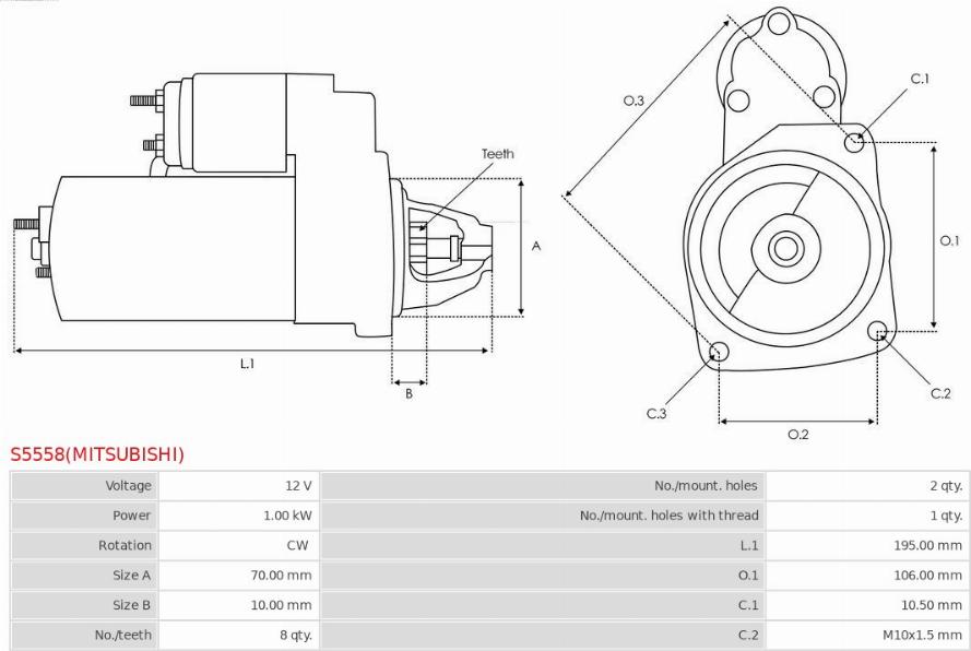 AS-PL S5558(MITSUBISHI) - Starteris ps1.lv