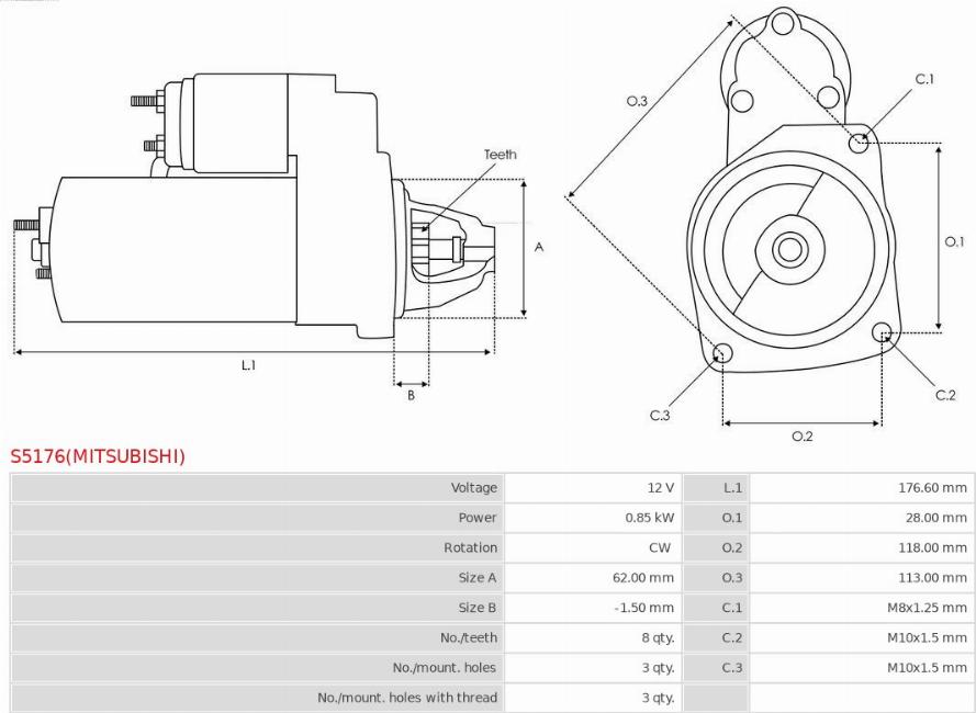 AS-PL S5176(MITSUBISHI) - Starteris ps1.lv