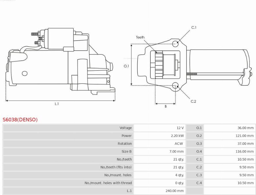 AS-PL S6038(DENSO) - Starteris ps1.lv