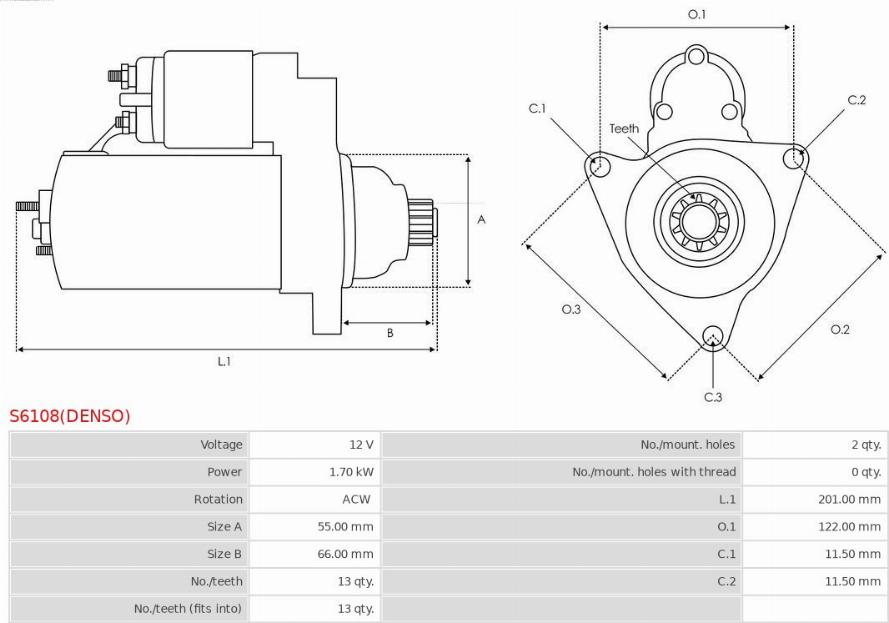 AS-PL S6108(DENSO) - Starteris ps1.lv