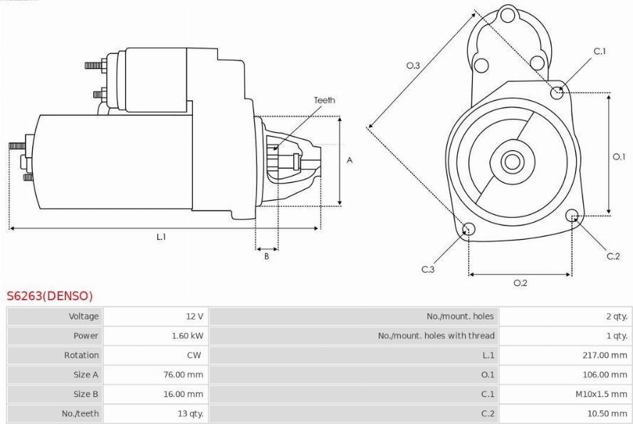 AS-PL S6263(DENSO) - Starteris ps1.lv