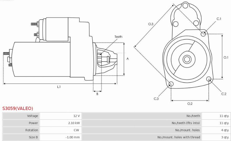 AS-PL S3059(VALEO) - Starteris ps1.lv