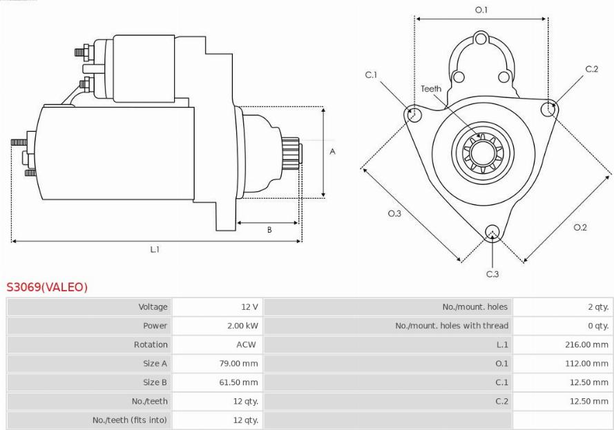 AS-PL S3069(VALEO) - Starteris ps1.lv