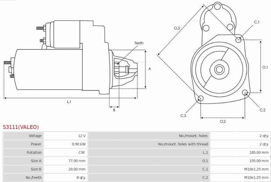 AS-PL S3111(VALEO) - Starteris ps1.lv