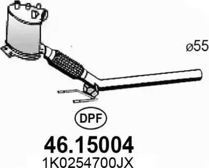 ASSO 46.15004 - Nosēdumu / Daļiņu filtrs, Izplūdes gāzu sistēma ps1.lv