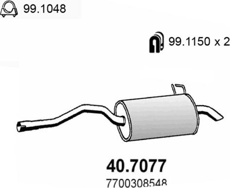 ASSO 40.7077 - Izplūdes gāzu trokšņa slāpētājs (pēdējais) ps1.lv