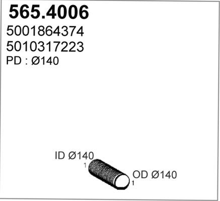 ASSO 565.4006 - Gofrēta caurule, Izplūdes gāzu sistēma ps1.lv