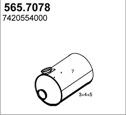 ASSO 565.7078 - Vidējais / Gala izpl. gāzu trokšņa slāpētājs ps1.lv