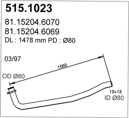 ASSO 515.1023 - Izplūdes caurule ps1.lv