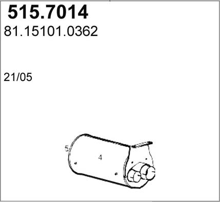 ASSO 515.7014 - Vidējais / Gala izpl. gāzu trokšņa slāpētājs ps1.lv