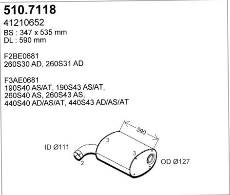 ASSO 510.7118 - Vidējais / Gala izpl. gāzu trokšņa slāpētājs ps1.lv