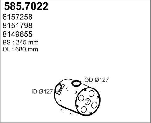 ASSO 585.7022 - Vidējais / Gala izpl. gāzu trokšņa slāpētājs ps1.lv