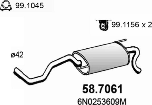 ASSO 58.7061 - Izplūdes gāzu trokšņa slāpētājs (pēdējais) ps1.lv