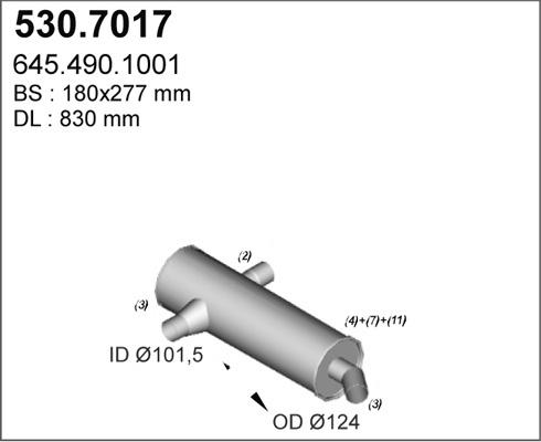 ASSO 530.7017 - Vidējais / Gala izpl. gāzu trokšņa slāpētājs ps1.lv