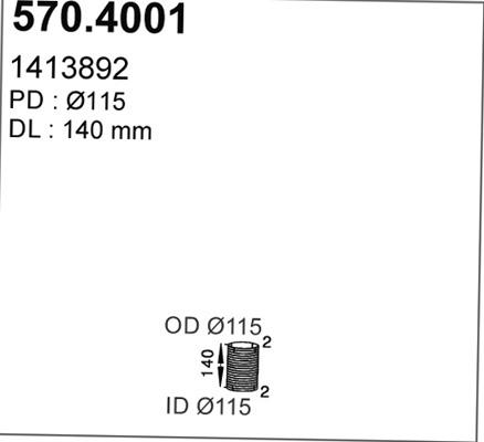 ASSO 570.4001 - Gofrēta caurule, Izplūdes gāzu sistēma ps1.lv