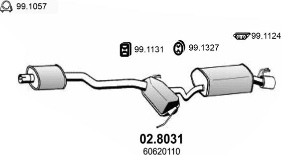 ASSO 02.8031 - Vidējais / Gala izpl. gāzu trokšņa slāpētājs ps1.lv