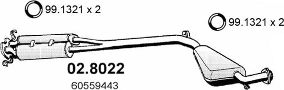 ASSO 02.8022 - Vidējais / Gala izpl. gāzu trokšņa slāpētājs ps1.lv