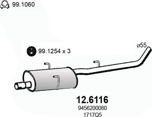 ASSO 12.6116 - Vidējais izpl. gāzu trokšņa slāpētājs ps1.lv