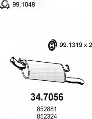 ASSO 34.7056 - Izplūdes gāzu trokšņa slāpētājs (pēdējais) ps1.lv