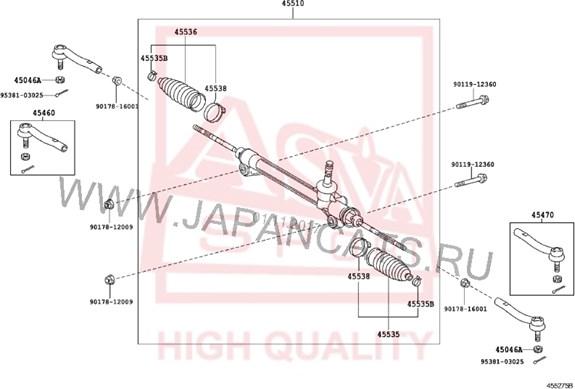 ASVA 0122-GYL15 - Aksiālais šarnīrs, Stūres šķērsstiepnis ps1.lv