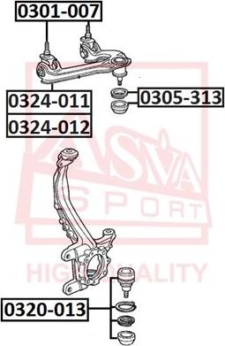 ASVA 0305-313 - Remkomplekts, Balst / Virzošais šarnīrs ps1.lv