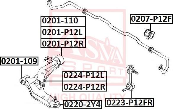 ASVA 0224-P12L - Neatkarīgās balstiekārtas svira, Riteņa piekare ps1.lv