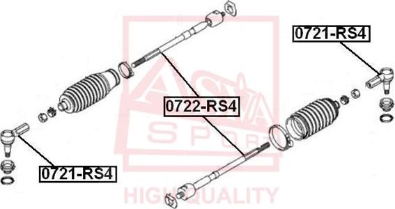 ASVA 0722-RS4 - Aksiālais šarnīrs, Stūres šķērsstiepnis ps1.lv