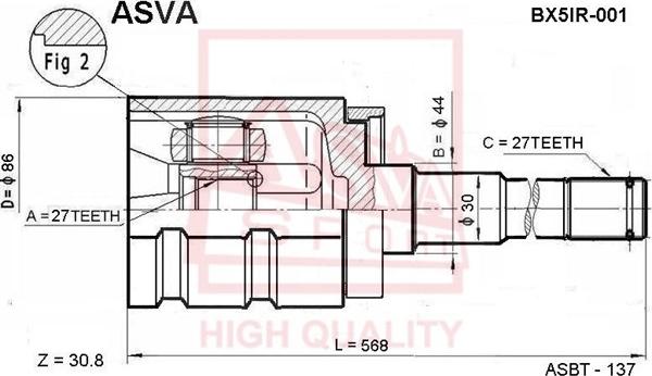 ASVA BX5IR-001 - Šarnīru komplekts, Piedziņas vārpsta ps1.lv