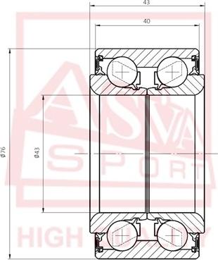 ASVA DAC43760043-40 - Riteņa rumbas gultnis ps1.lv