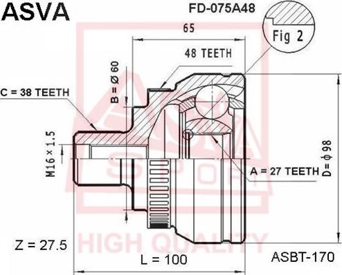 ASVA FD-075A48 - Šarnīru komplekts, Piedziņas vārpsta ps1.lv