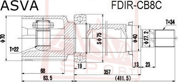 ASVA FDIR-CB8C - Šarnīru komplekts, Piedziņas vārpsta ps1.lv