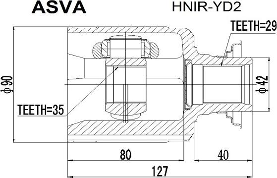 ASVA HNIR-YD2 - Šarnīru komplekts, Piedziņas vārpsta ps1.lv