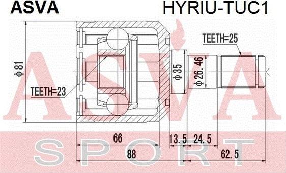 ASVA HYRIU-TUC1 - Šarnīru komplekts, Piedziņas vārpsta ps1.lv