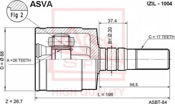 ASVA ISIL-1004 - Šarnīru komplekts, Piedziņas vārpsta ps1.lv