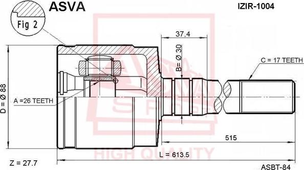 ASVA ISIR-1004 - Šarnīru komplekts, Piedziņas vārpsta ps1.lv