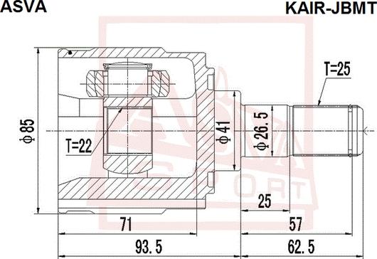 ASVA KAIR-JBMT - Šarnīru komplekts, Piedziņas vārpsta ps1.lv